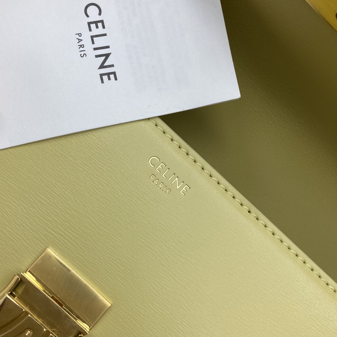 Celine Shoulder Bag Claude In Shiny Calfskin Yellow/Gold 194143